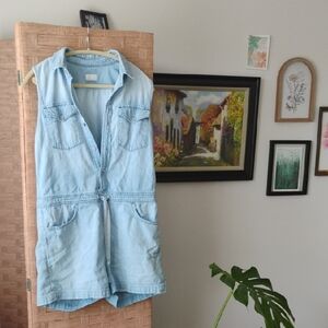 MOTHER Light Blue Denim Romper